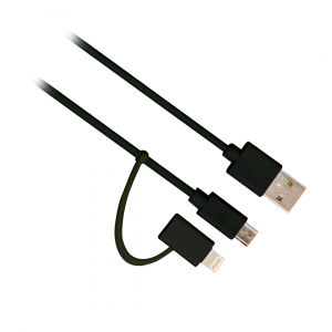 Ewent EW9909 USB-kabel 1 m USB 2.0 USB A Micro-USB B/Lightning Zwart
