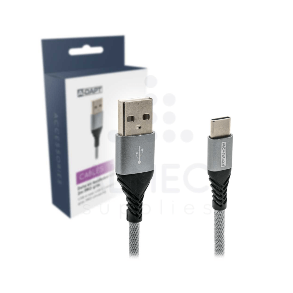 Data-/laadkabel USB-A > USB-C 2m PRO grijs
