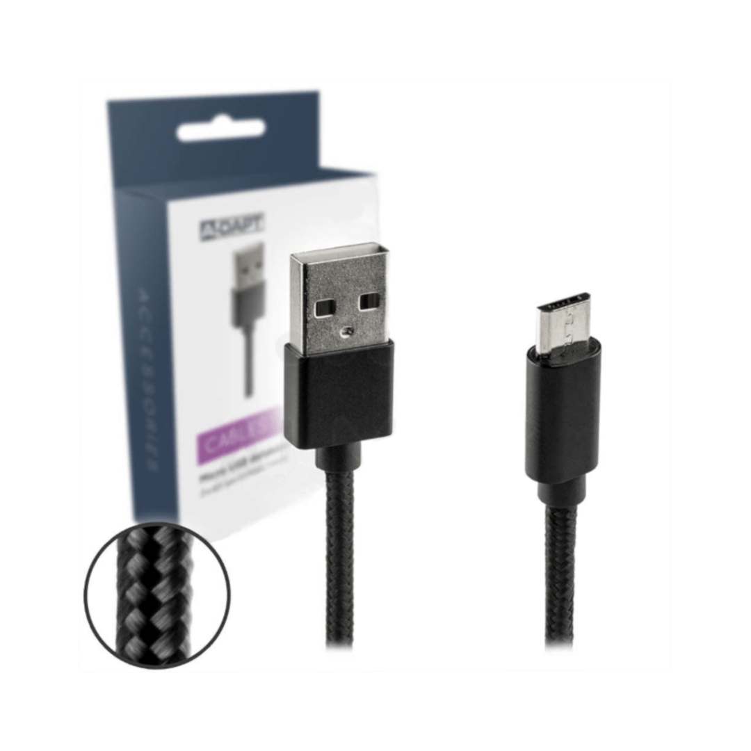 Data en laadkabel Micro USB Nylon 1m zwart
